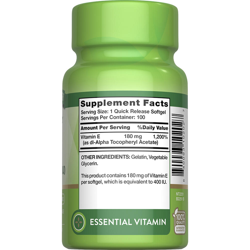 Nature’s Truth® Vitamin E 180mg Softgels — 100 Count, Antioxidant & Skin Support