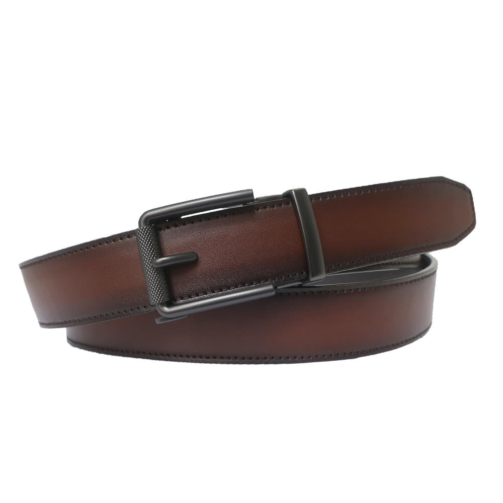 otion by Boconi Men’s Cognac Leather Track Lock Belt — Sleek, Adjustable Fit