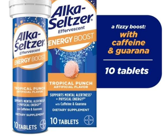 Alka-Seltzer® Tropical Punch Energy Boost Tablets — 10 Count, Fast Energy & Refreshment