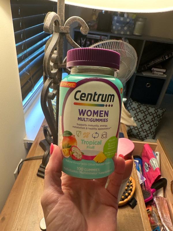 Centrum Women’s Multivitamin Gummies — Tropical Fruit, 100 Count | Energy, Immunity & Beauty Support