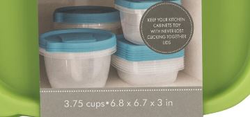 "Never Lost™ 5-Pack Square Food Storage Containers - 3.75 Cups Each"