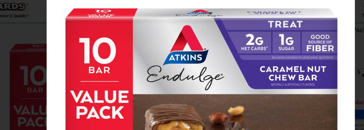 Atkins® Caramel Nut Chewy Bars — 10 Count, Protein Snack with Caramel & Nuts