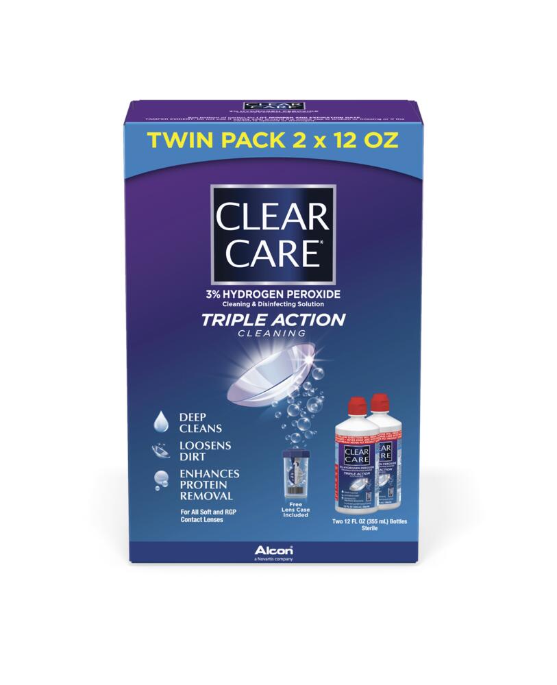 CLEAR CARE Contact Lens Cleaning Solution 2 Pack - 12 oz, Easy to Use, Ideal for Cleaning Contact Lenses
