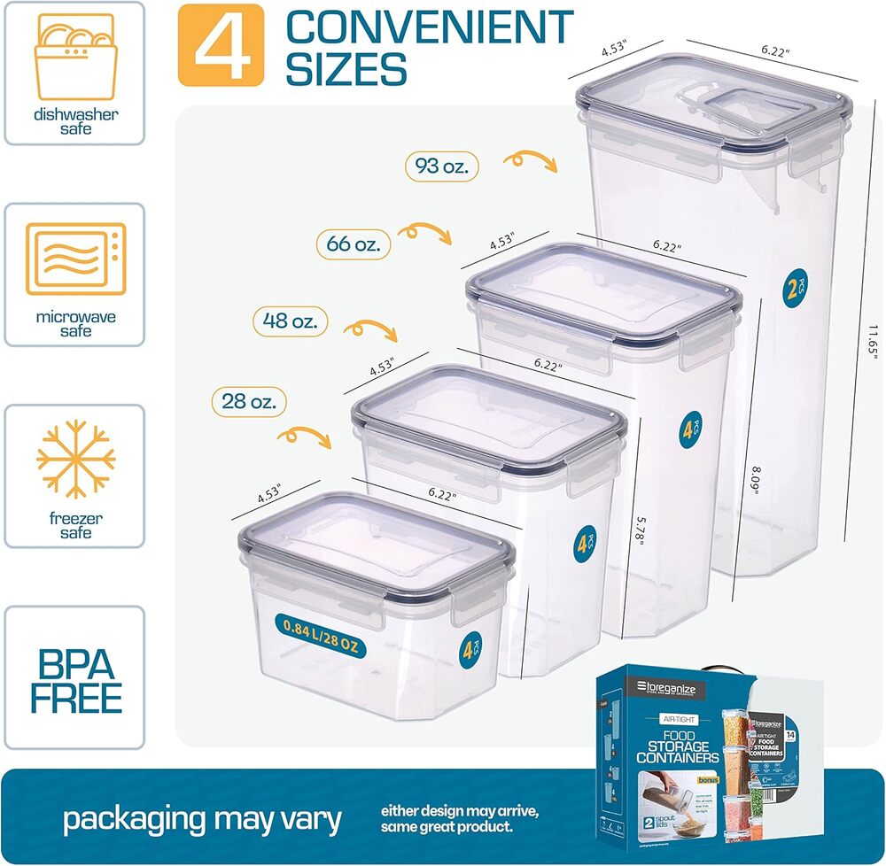 Premium 14-Count Airtight Food Storage Containers — Stackable & Leakproof