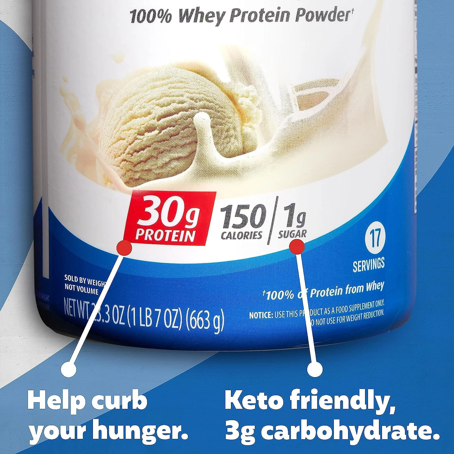 Saim Premier Protein 100% Whey Protein Powder, Vanilla Milkshake, 30g Protein, 23.3 oz, 1.7 lb