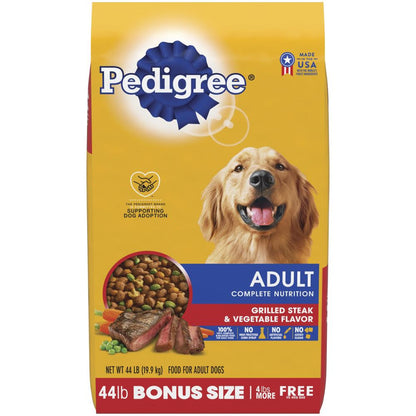 Pedigree® Complete Nutrition Dry Dog Food — Grilled Steak & Vegetable, 44 lb