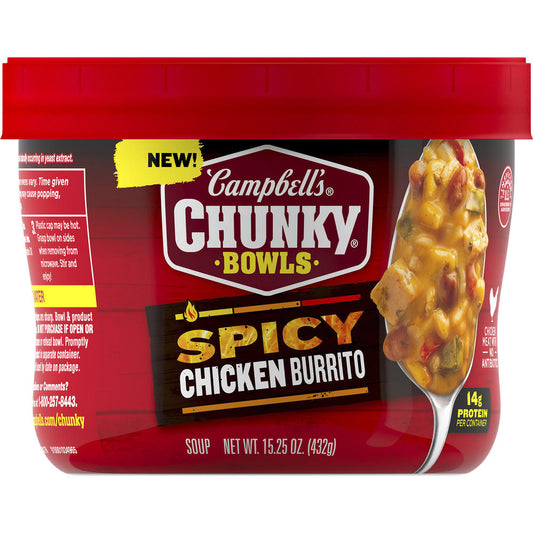 Campbell’s Chunky Spicy Chicken Burrito Bowl Soup — Hearty & Bold (15.25 oz)