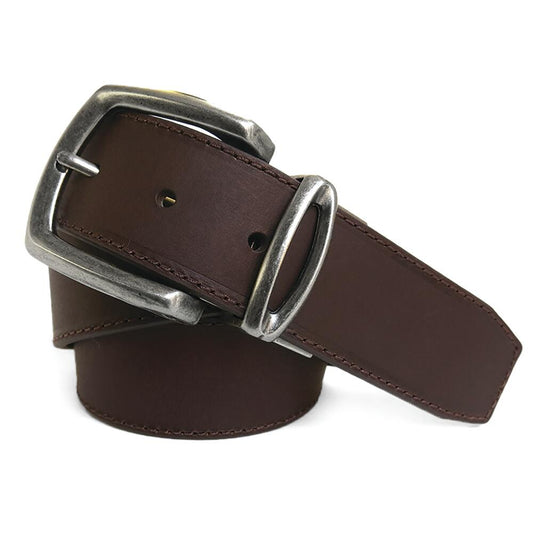 RW Rugged Wear Men’s Full Grain Leather Reversible Belt — Brown/Black, Classic & Durable (40")