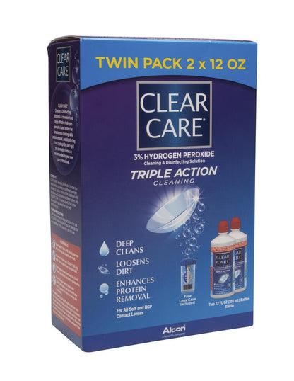 CLEAR CARE Contact Lens Cleaning Solution 2 Pack - 12 oz, Easy to Use, Ideal for Cleaning Contact Lenses