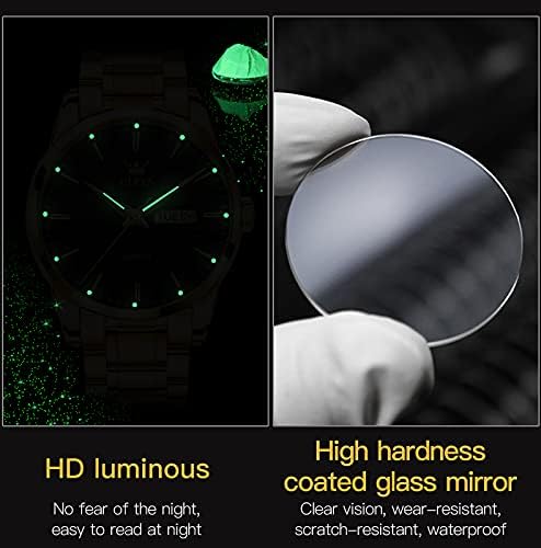 OLEVS OLEVS Men's Gold Watch – Waterproof Stainless Steel Luxury Dress Watch with Date Display, Lightweight Classic Wristwatch for Business & Casual Wear, White, Blue & Green Dial Options