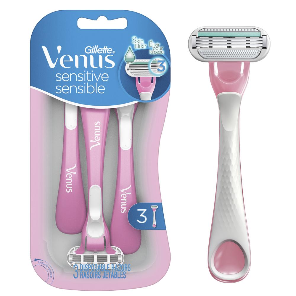 Venus® Sensitive Disposable Razors — 3 Pack, Designed for Smooth & Irritation-Free Shaving