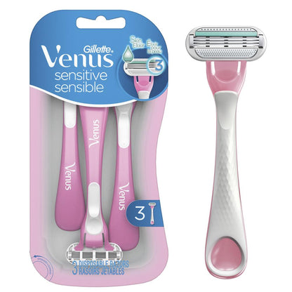 Venus® Sensitive Disposable Razors — 3 Pack, Designed for Smooth & Irritation-Free Shaving
