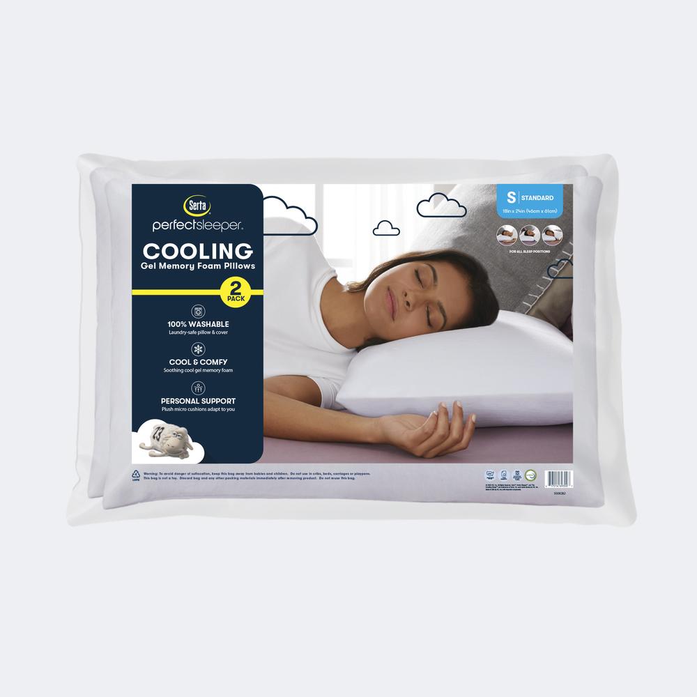 Serta 2-Pack Memory Foam Cluster Pillows - Comfortable and Supportive for Home Use
