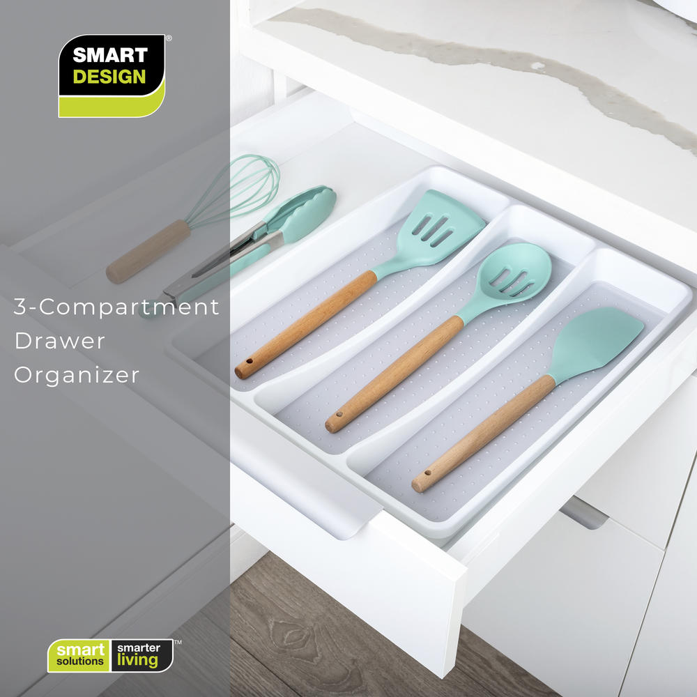 Saim White with Gray 3-Compartment Plastic Drawer Organizer - Smart Design for Versatile Storage Solutions