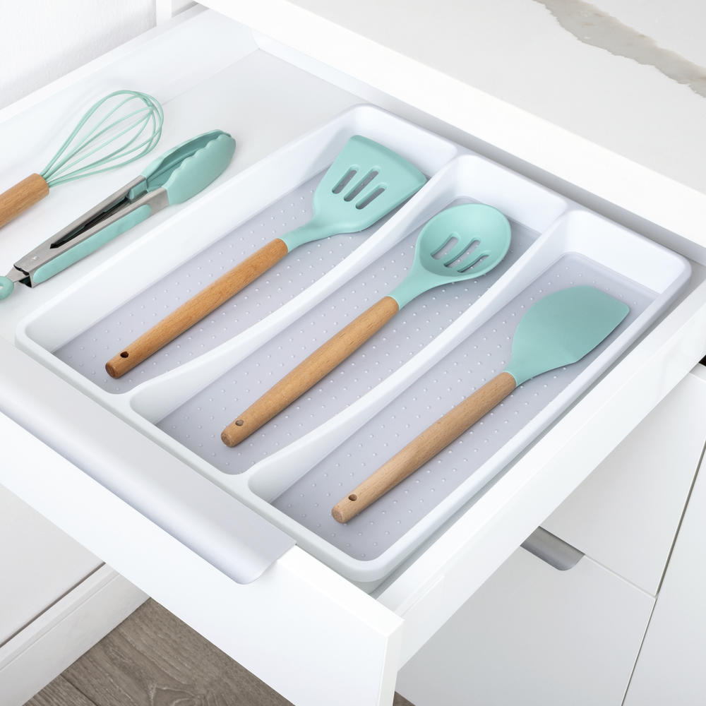 Saim White with Gray 3-Compartment Plastic Drawer Organizer - Smart Design for Versatile Storage Solutions