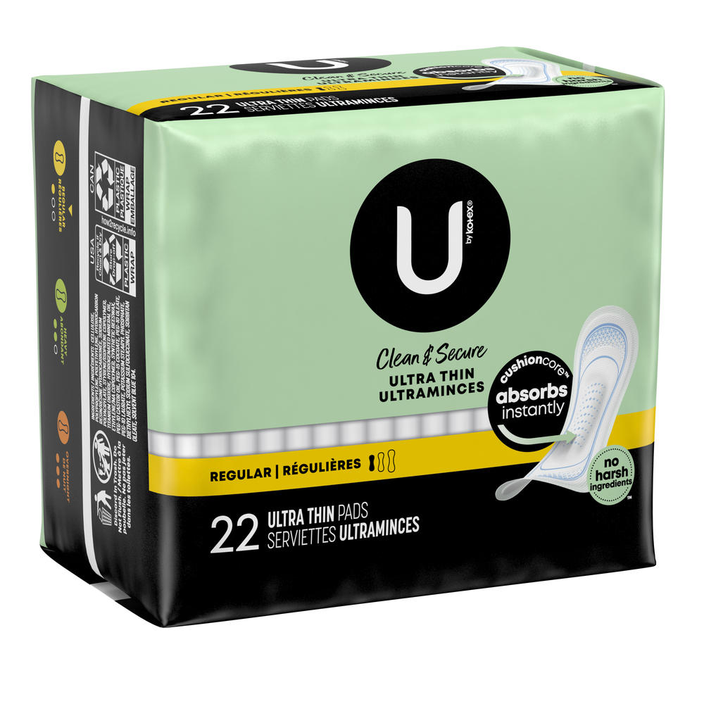 U by Kotex Security Maxi Pads — Regular Absorbency, Unscented (22 ct)