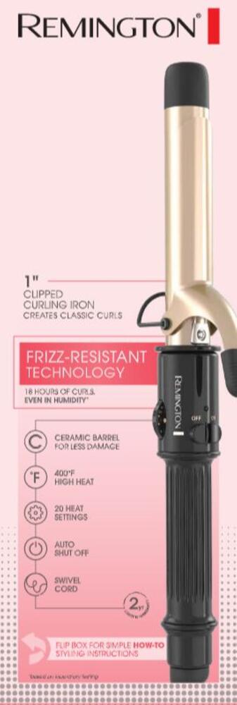 Remington® 1" Clipped Ceramic Curling Iron — Frizz Control & Long-Lasting Curls