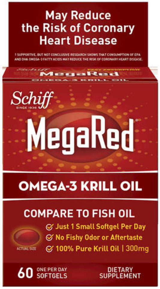 Schiff® MegaRed® Omega-3 Krill Oil — 60 Count, Advanced Heart & Wellness Support Formula