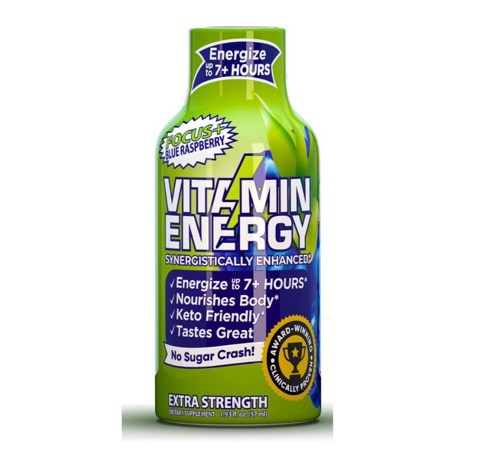 Vitamin Energy Focus+ Blue Raspberry Energy Shot — Extra Strength, Energy, Focus & Performance Boost