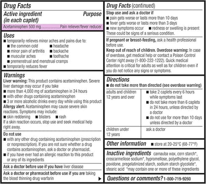 Rite Aid® Extra Strength Acetaminophen 500 mg — 500 Caplets, Fast Pain & Fever Relief  3. More Descriptive: