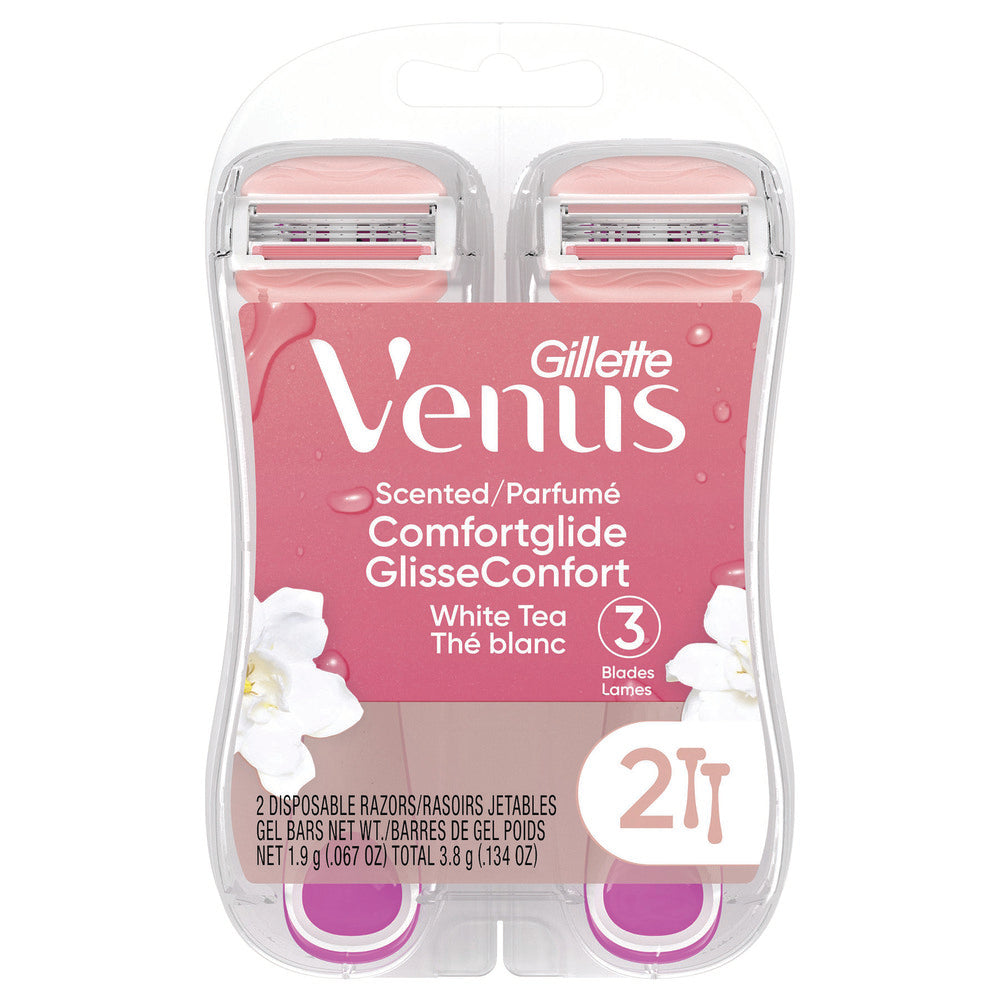 Venus ComfortGlide White Tea Disposable Razors — 2 Pack, Smooth Glide & Skin Comfort