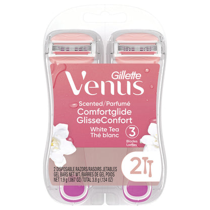 Venus ComfortGlide White Tea Disposable Razors — 2 Pack, Smooth Glide & Skin Comfort