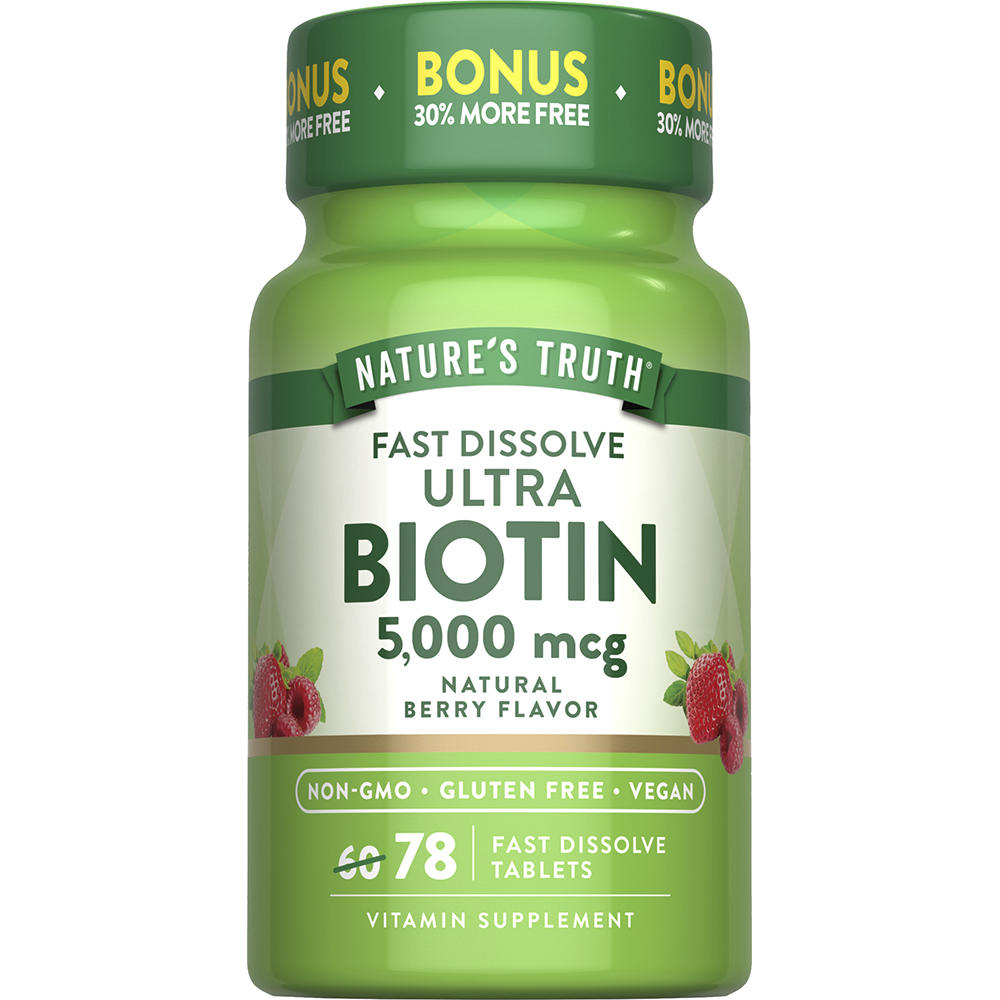 Nature’s Truth® Biotin 5,000 mcg Fast Dissolve Tablets — 78 Count, Daily Hair & Skin Beauty Support