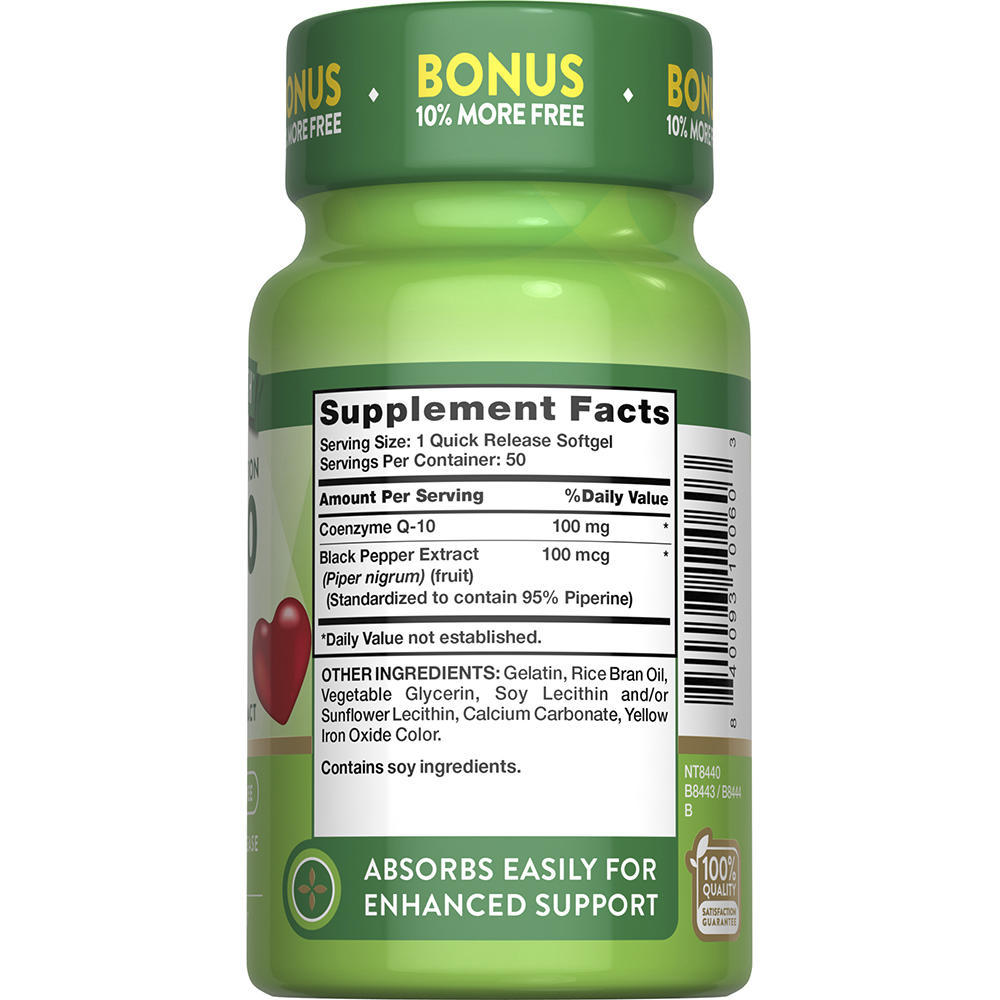 Nature’s Truth® CoQ10 100mg Softgels with Black Pepper — 50 Count, Heart Health Support