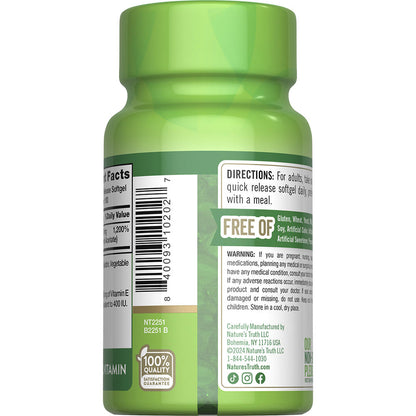 Nature’s Truth® Vitamin E 180mg Softgels — 100 Count, Antioxidant & Skin Support