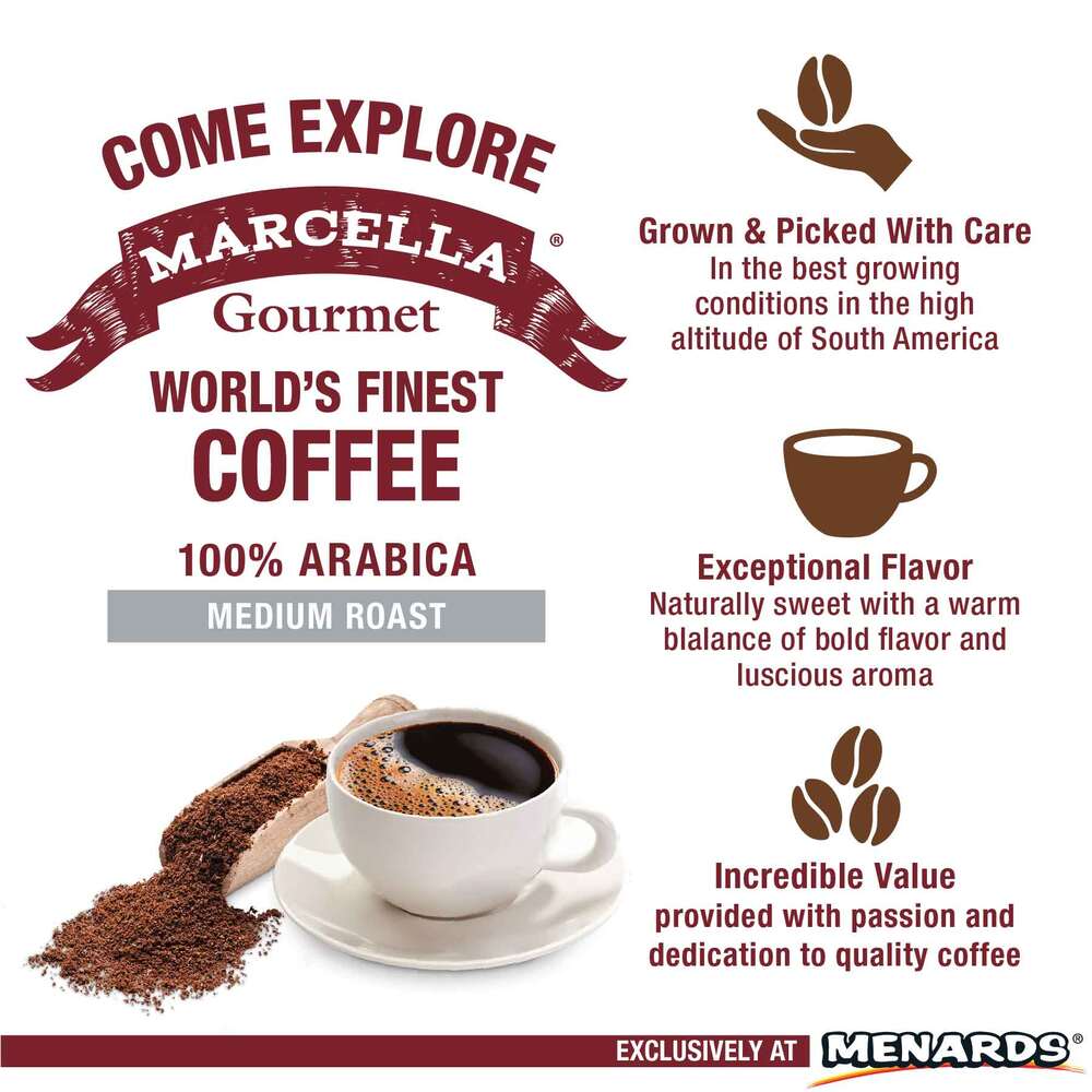 Marcella® Original Blend 100% Arabica Medium Roast Gourmet Ground Coffee – Rich & Smooth, 32 oz