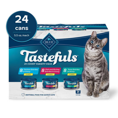 BLUE™ Tastefuls™ Entrees in Gravy Variety Pack Flaked Wet Cat Food - 24 Pack
