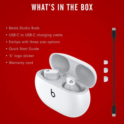 Beats Beats Studio Buds True Wireless Earbuds – Active Noise Cancelling Bluetooth Headphones, Built-In Microphone, IPX4 Sweat Resistant Design, Compatible with Apple & Android, White