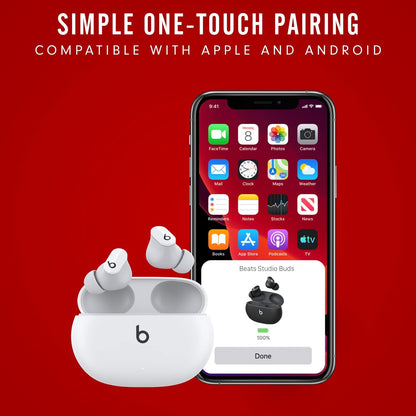 Beats Beats Studio Buds True Wireless Earbuds – Active Noise Cancelling Bluetooth Headphones, Built-In Microphone, IPX4 Sweat Resistant Design, Compatible with Apple & Android, White
