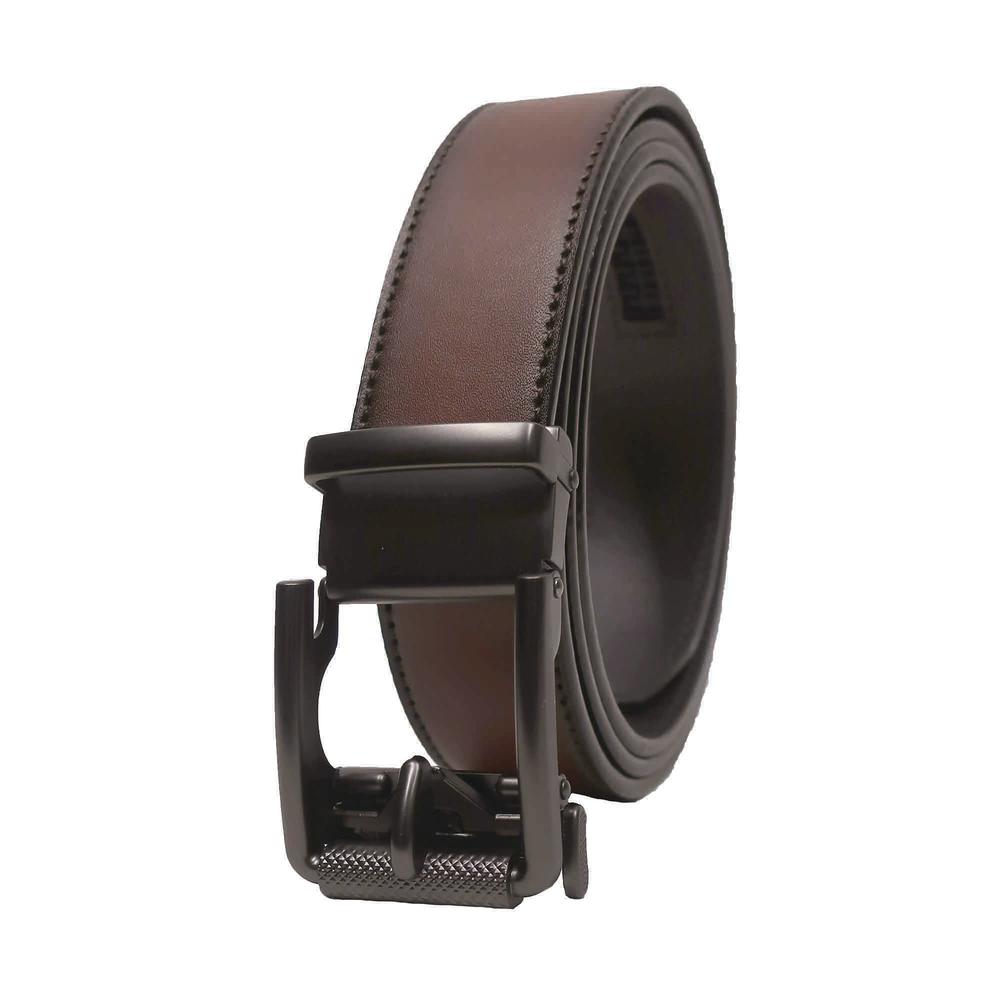 otion by Boconi Men’s Cognac Leather Track Lock Belt — Sleek, Adjustable Fit