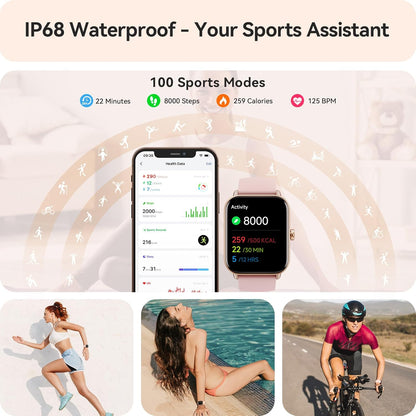 Women's Smartwatch for Android & iPhone – Bluetooth Calls, Heart Rate, SpO2 & Sleep Monitor with 100+ Sports Modes