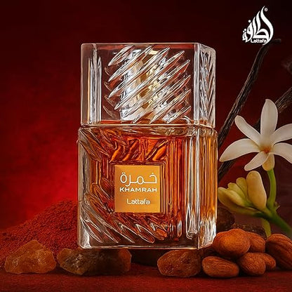 Lattafa Lattafa Khamrah Unisex Eau de Parfum – Rich Vanilla, Warm Spices, Amber & Cinnamon Long-Lasting Fragrance, 100 mL / 3.4 fl oz
