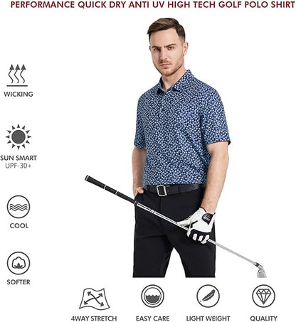 Men's Performance Golf Shirt – Breathable Dry-Fit Polo with Moisture-Wicking Fabric & Printed Design