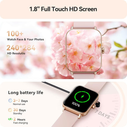 Women's Smartwatch for Android & iPhone – Bluetooth Calls, Heart Rate, SpO2 & Sleep Monitor with 100+ Sports Modes
