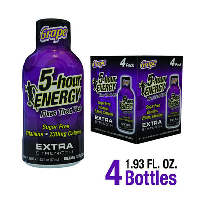 5-hour ENERGY® Advanced Extra Strength Energy Shot — Grape Flavor, 4 Pack, Rapid Energy Support
