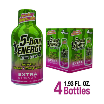 5-hour ENERGY® Advanced Extra Strength Strawberry Watermelon Energy Shot — 4 Pack, Rapid Energy & Performance Support