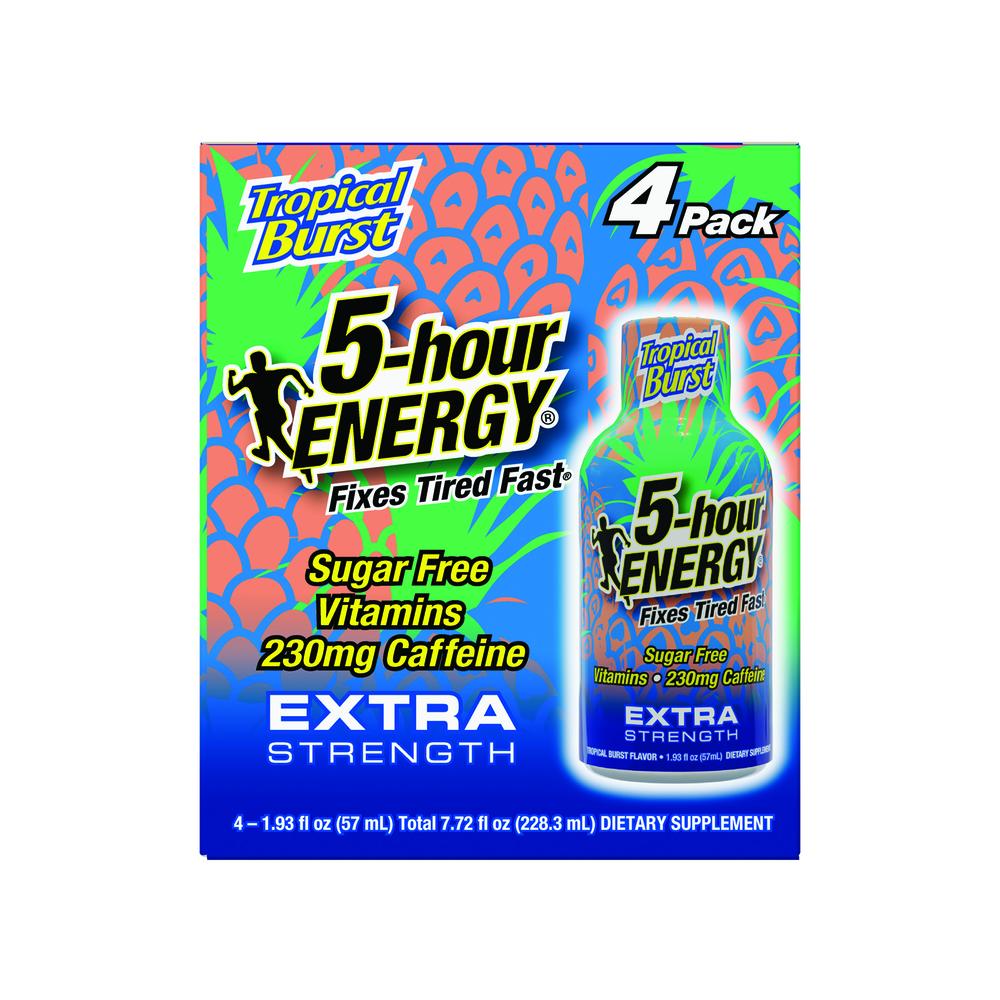 5-hour ENERGY® Extra Strength Energy Shot — Tropical Burst, 4 Count, Fast Energy & Focus Boost
