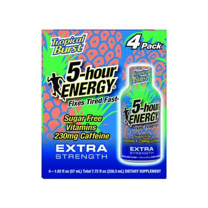 5-hour ENERGY® Extra Strength Energy Shot — Tropical Burst, 4 Count, Fast Energy & Focus Boost