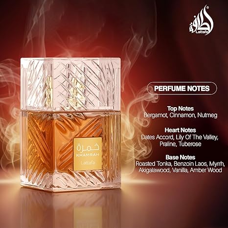 Lattafa Lattafa Khamrah Unisex Eau de Parfum – Rich Vanilla, Warm Spices, Amber & Cinnamon Long-Lasting Fragrance, 100 mL / 3.4 fl oz