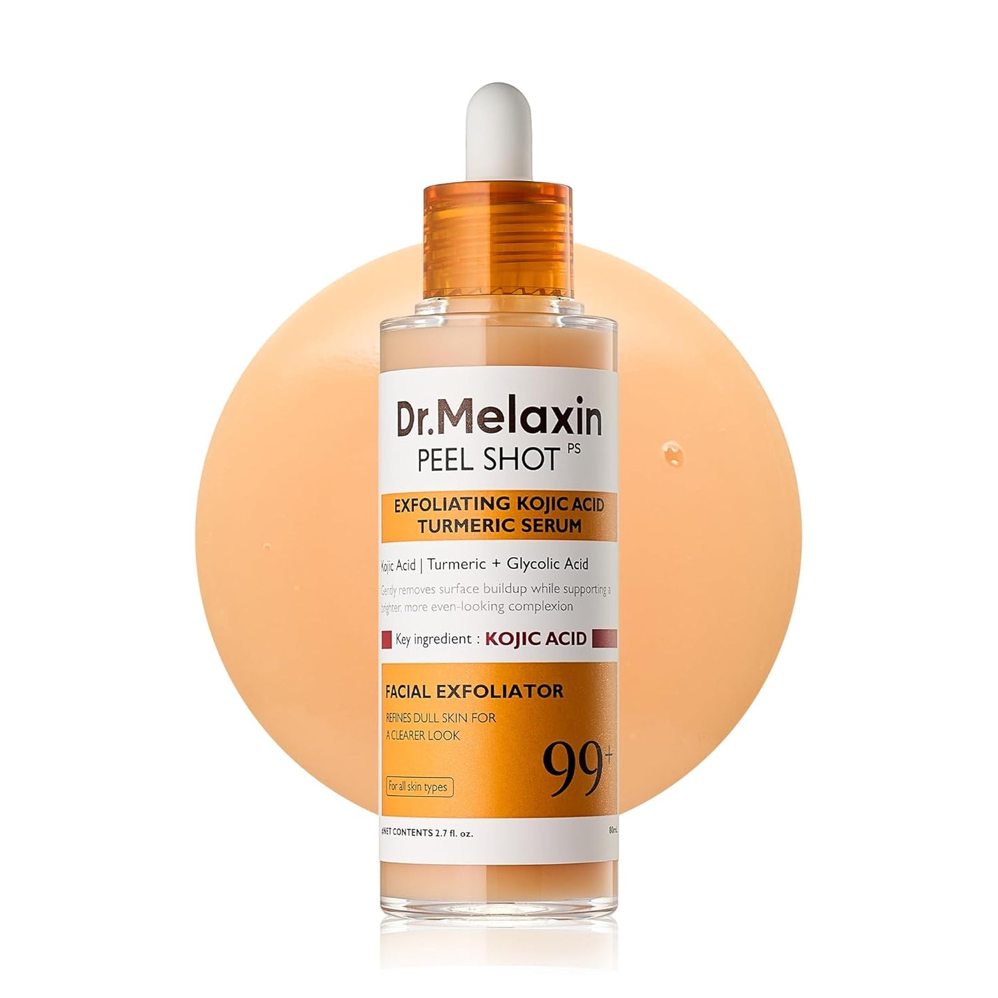 Dr. Melaxin Dr. Melaxin Peel Shot Serum – Kojic Acid, Turmeric, AHA/BHA & Niacinamide Dark Spot Corrector for Brightening, Exfoliating & Even-Tone Skin, 80 mL / 2.70 fl oz