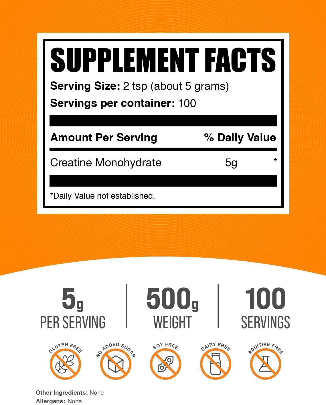 BulkSupplements.com BulkSupplements.com Creatine Monohydrate Powder – Micronized Unflavored Creatine, Pure & Gluten-Free, 5g per Serving for Strength, Performance & Recovery, 500g (1.1 lbs) Pack of 1