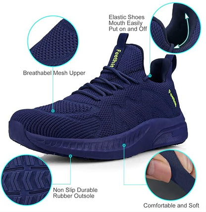 Feethit Feethit Men's Walking & Running Shoes – Lightweight Breathable Slip-On Sneakers with Non-Slip Sole for Gym, Tennis & Everyday Comfort
