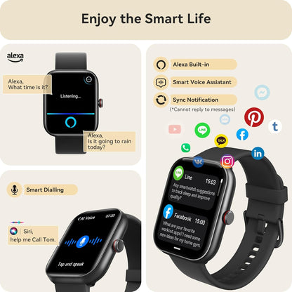 Smart Watch for Women & Men – Bluetooth Calling Smartwatch for iPhone & Android, Built-in Alexa, 1.91" HD Display, 105+ Sport Modes, IP68 Waterproof, Sleep, Heart Rate, SpO2 & Stress Tracking