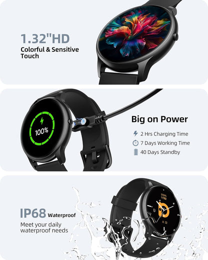 Parsonver Parsonver Smartwatch – Answer & Make Calls, IP68 Waterproof Fitness Tracker with Heart Rate & Sleep Monitoring