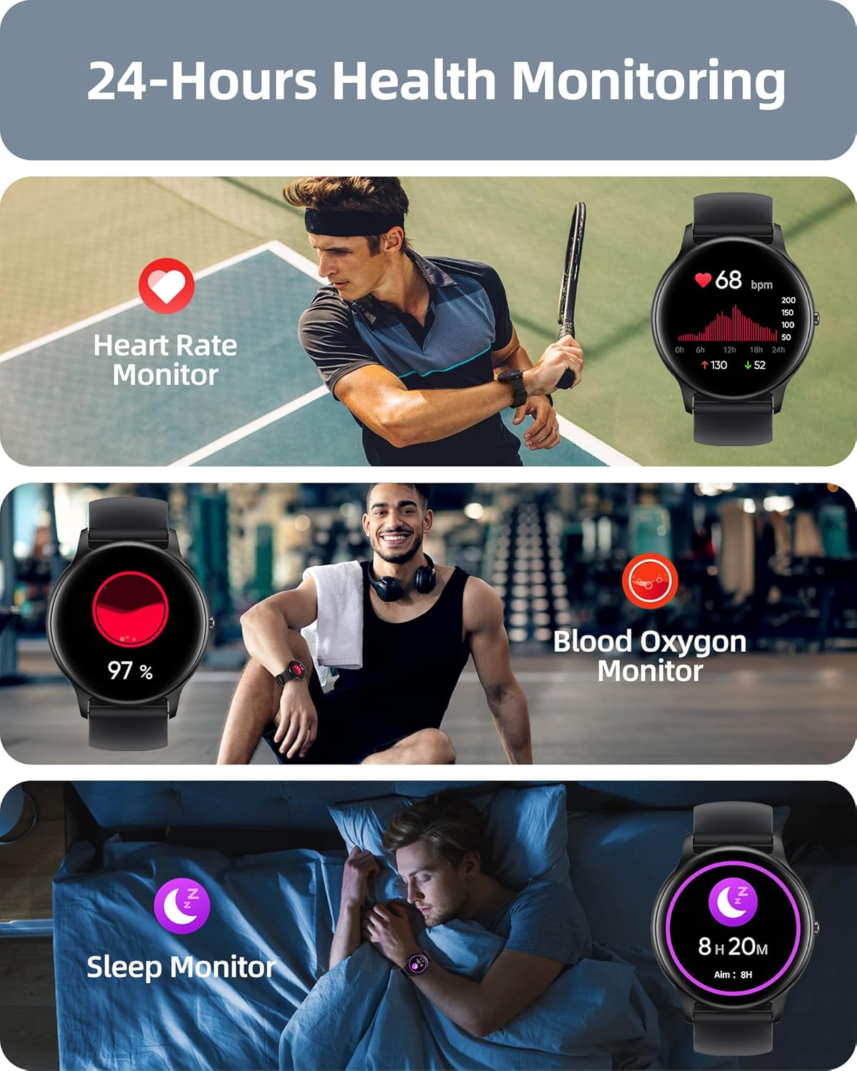 Parsonver Parsonver Smartwatch – Answer & Make Calls, IP68 Waterproof Fitness Tracker with Heart Rate & Sleep Monitoring