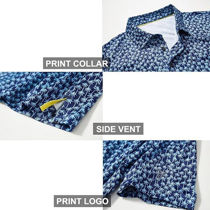 Men's Performance Golf Shirt – Breathable Dry-Fit Polo with Moisture-Wicking Fabric & Printed Design